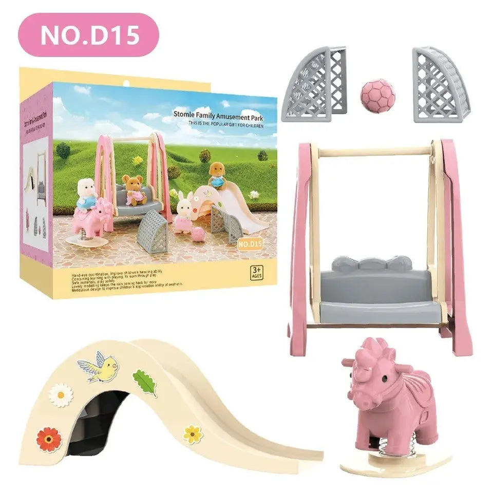 Dollhouse Furniture Set For Bathroom Kitchen Laundry With Fridge And Washing Machine Miniature Pretend Play Toys