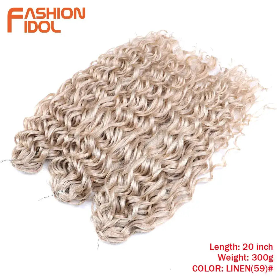 Jessica Hair Deep Wavy Twist Crochet Hair by Simples Market, linen color, 20-inch, high-temp synthetic fiber