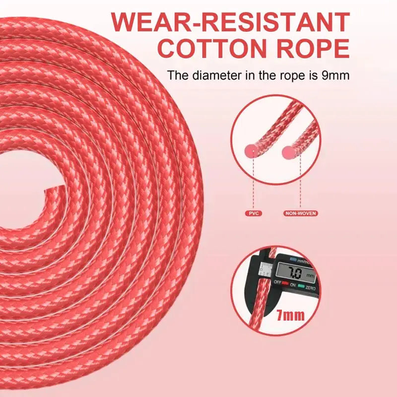 FlexStride Woven Rope Jump Rope With Dual Bearing System For Smooth Fast Rotations And Comfortable Sponge Handles
