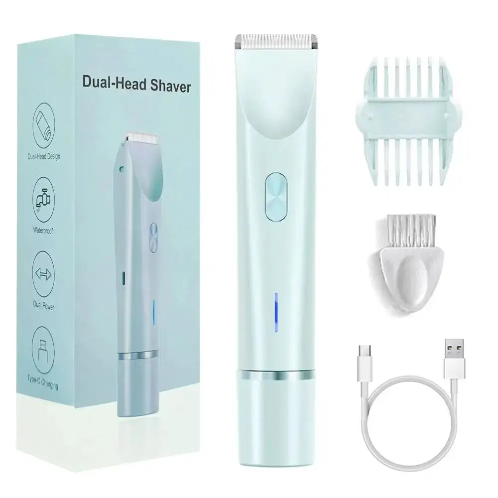AquaGleam Mini Shaver for Women Waterproof Rechargeable Dual Head Bikini Trimmer and Body Hair Remover