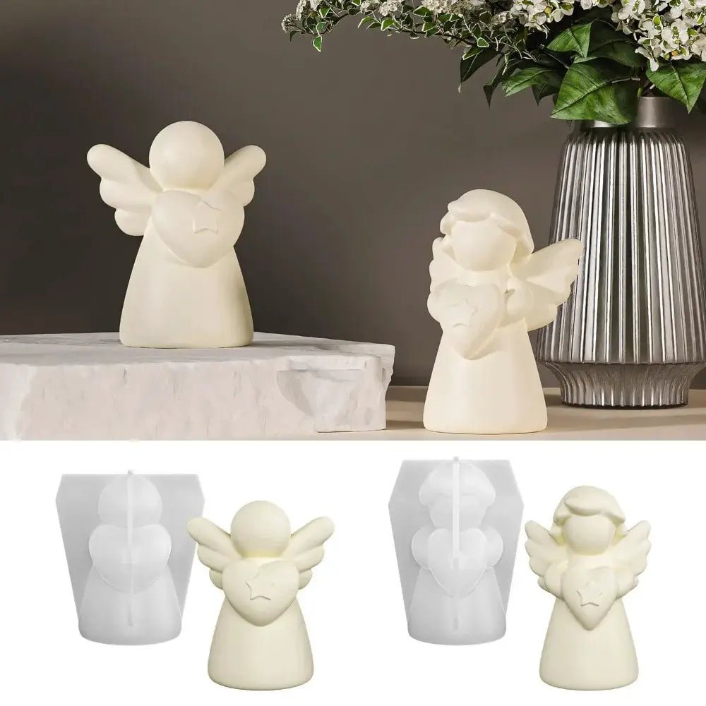 3D Heart Wings Angel Silicone Candle Mold for Gypsum Resin Soap Craft DIY Home Decor - Simples Market