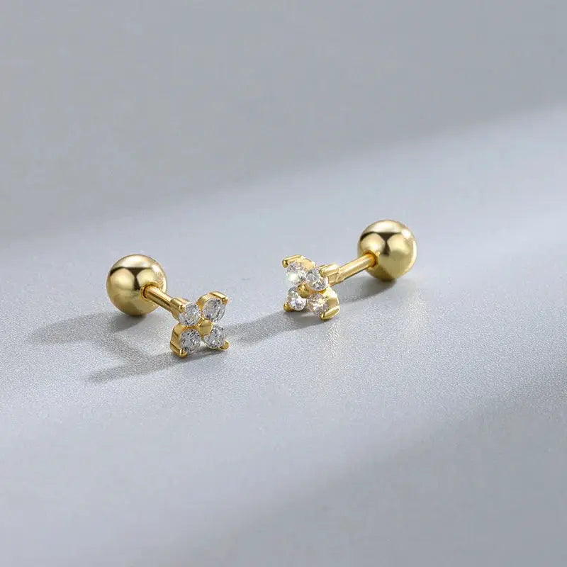 Hypoallergenic Heart Stud Earrings For Women Girls Screw Back Cartilage Helix Piercing Jewelry Gifts