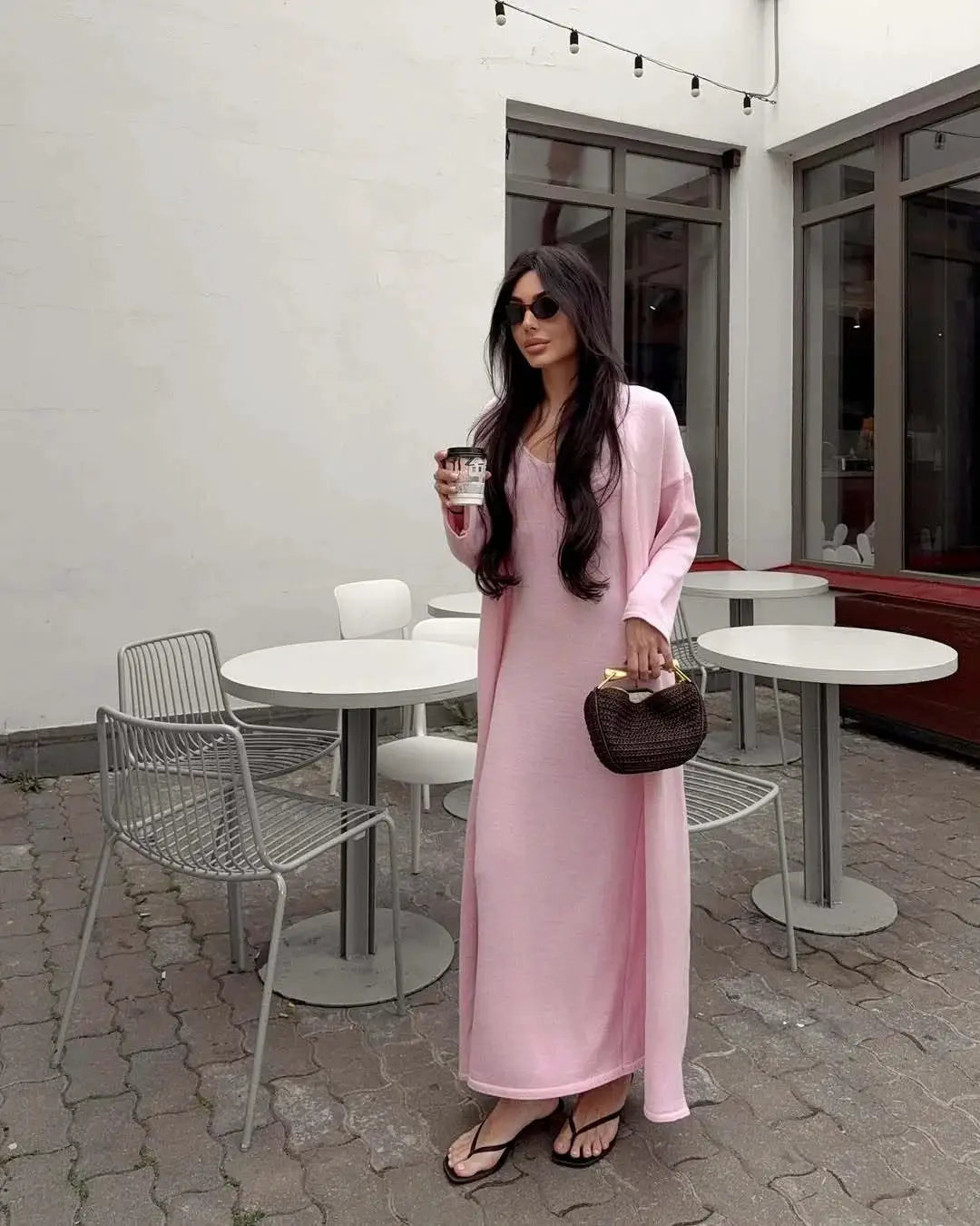 Hirsionsan Soft Loose Women Two Piece Knit Cardigan And Vest Set