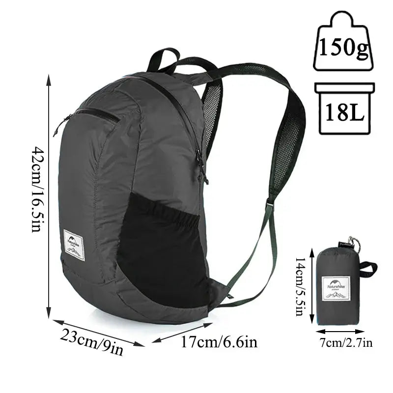 Naturehike 18L Camping Backpack Ultralight Waterproof Nylon Foldable For Outdoor Travel And Hiking