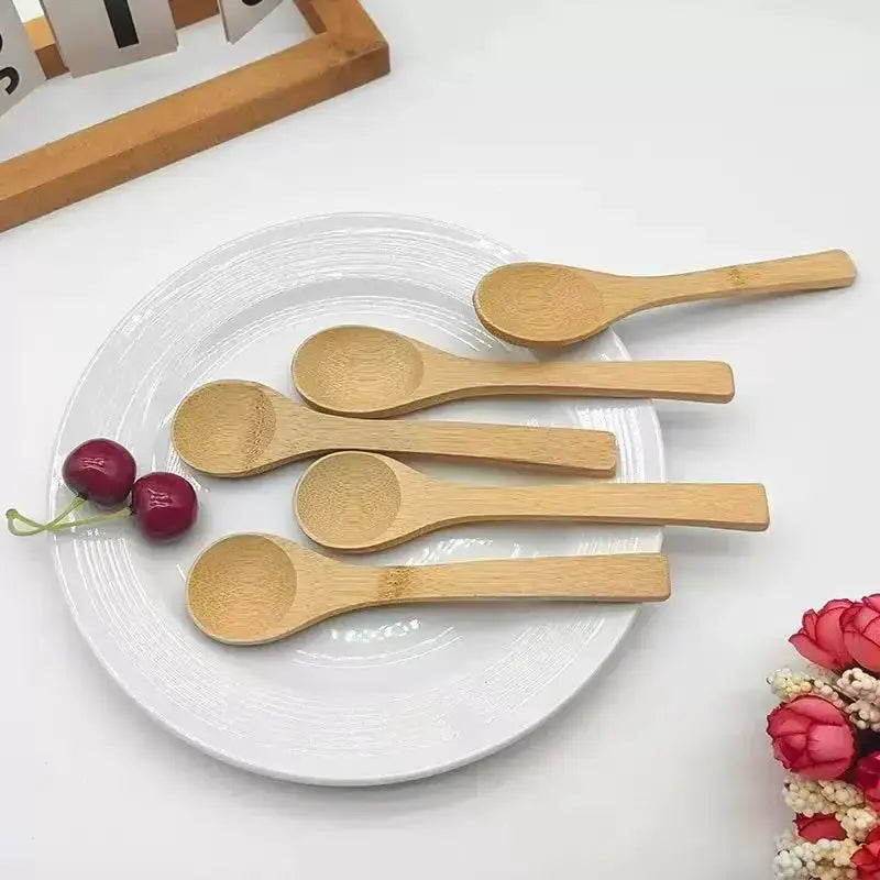 Wooden Honey Spoon Set 10 Piece Ecofriendly Bamboo Kitchen Tableware Condiment Coffee Dessert Tea