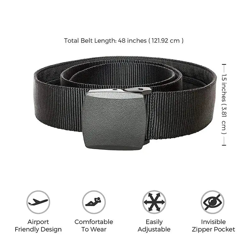 Travel Cash Anti Theft Belt Waist Bag Hidden Pocket Wallet For Women And Men 120cm