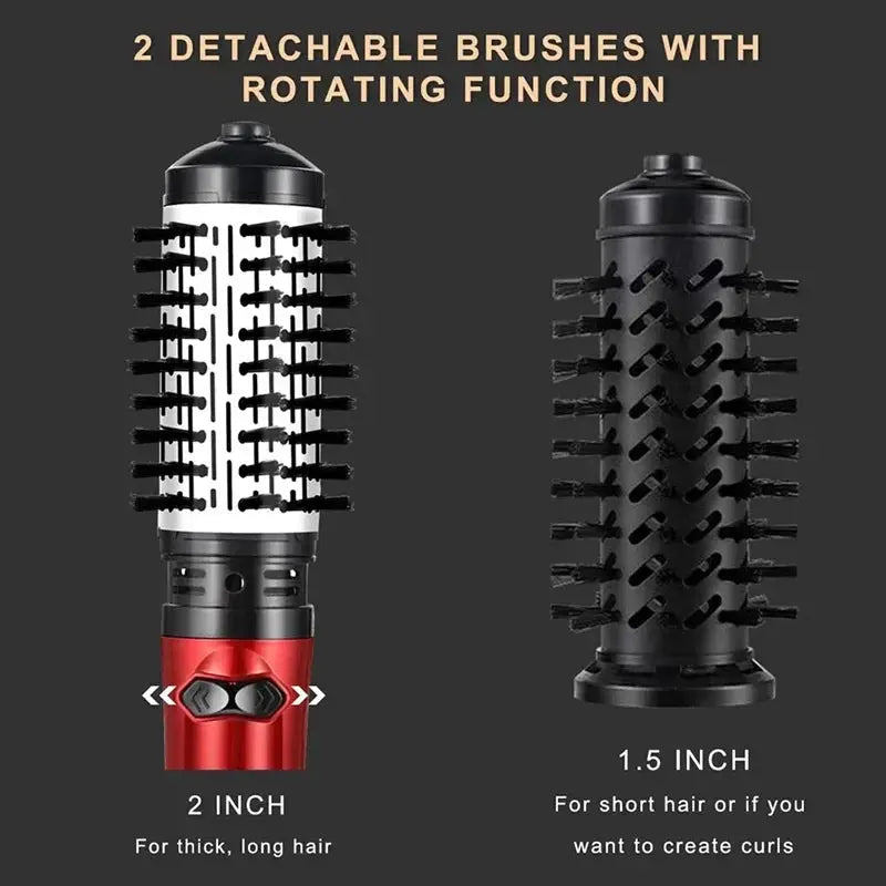 Simples Market TINSOL 3-in-1 hot air brush with rotating detachable brushes; includes 2-inch and 1.5-inch sizes.
