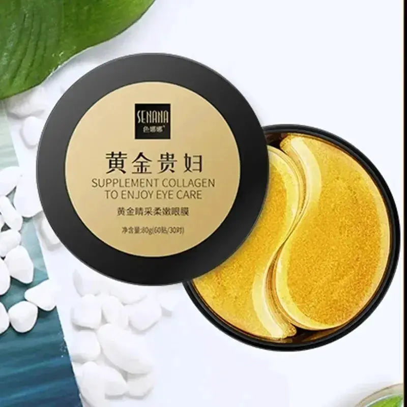 60 Pieces Golden Moisturizing Eye Mask Set With Collagen And 24K Gold For Under Eye Hydration Korean Skincare