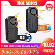 Randpow two black wireless alarm remotes for motorcycle and bicycle, 113dB anti-theft alarm