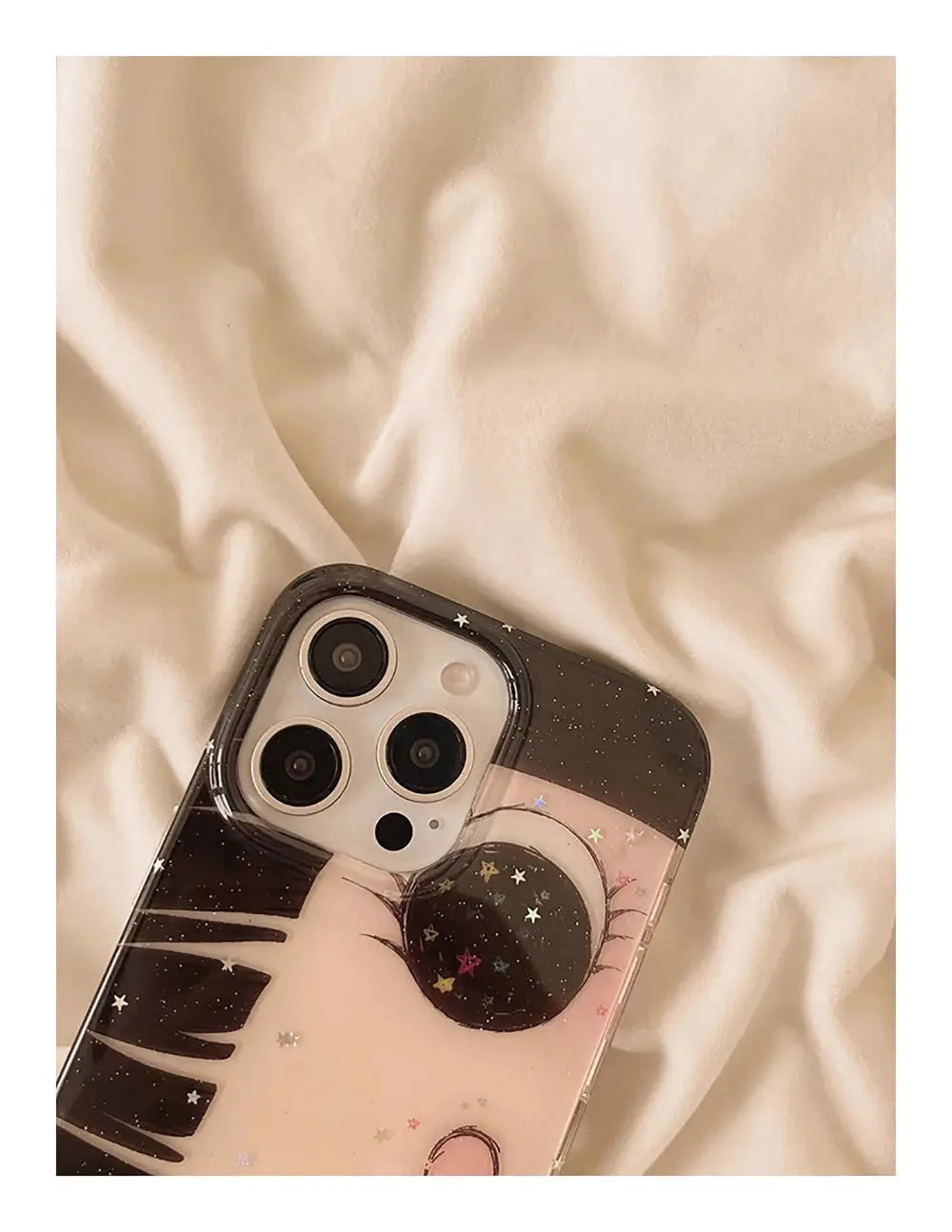 KawaiiTech Cartoon Anime Shining Eyes Phone Case Glittering Big Eyes Silicone For IPhone 13 14 15 16 17 Pro Max