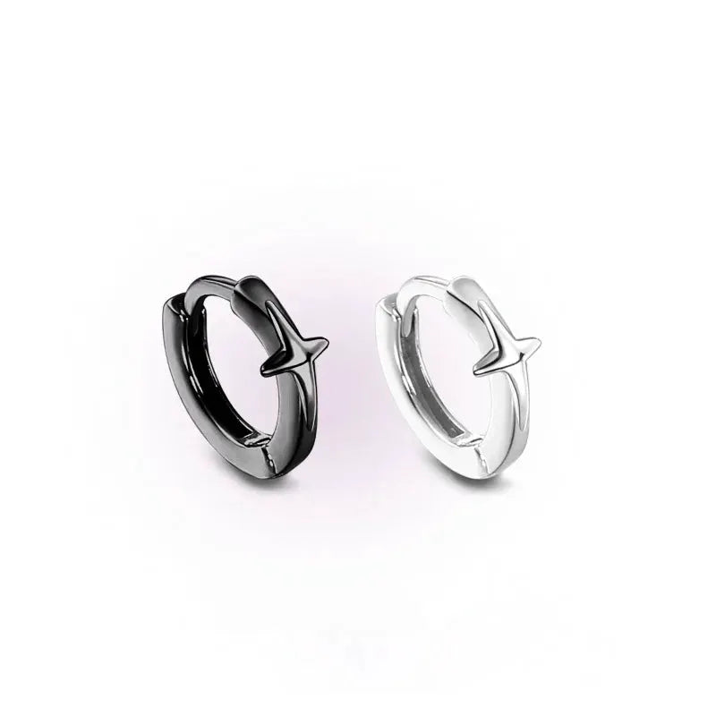 925 Sterling Silver Star Hoop Earrings For Women And Girls Trendy Original Hip Hop Style Jewelry Gift