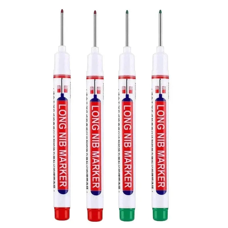 4Pcs Long Nib Marker Pen set with red and green caps for metalwork, woodworking and multi-purpose use