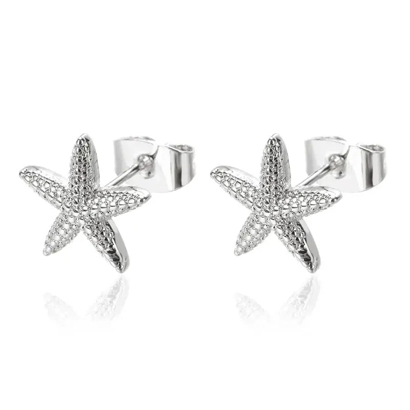 Vintage Summer Starfish Shell Stud Earrings Stainless Steel For Women Ocean Party Jewelry Gift 2025