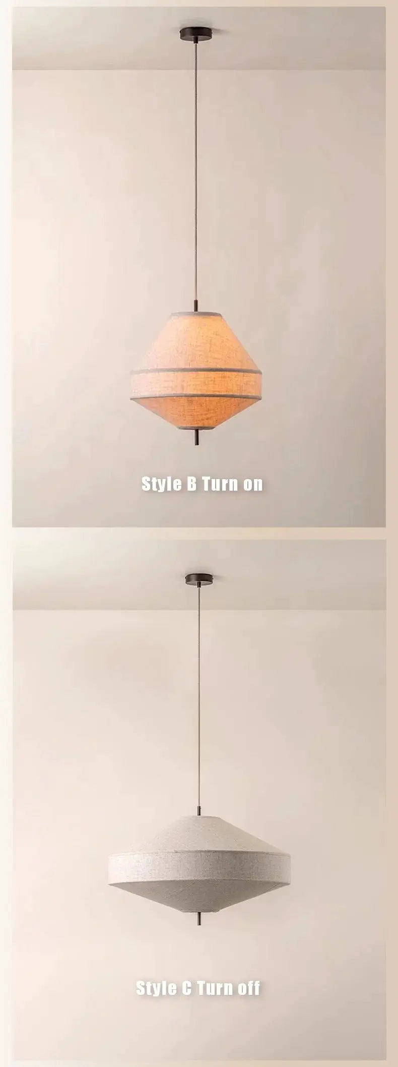Simples Market Japanese Wabi Sabi fabric pendant lights, 2 styles; orange and gray shades for indoor hanging decor