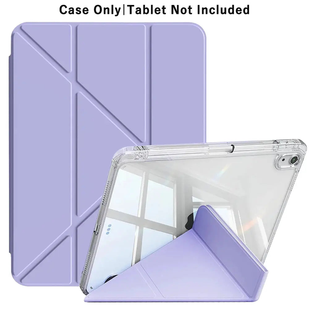 AuroraGuard 3Y Fold Flip Clear Case For iPad 10Th And 11Th Gen 2025 10.2 Inch Ultra Slim Transparent PU Cover