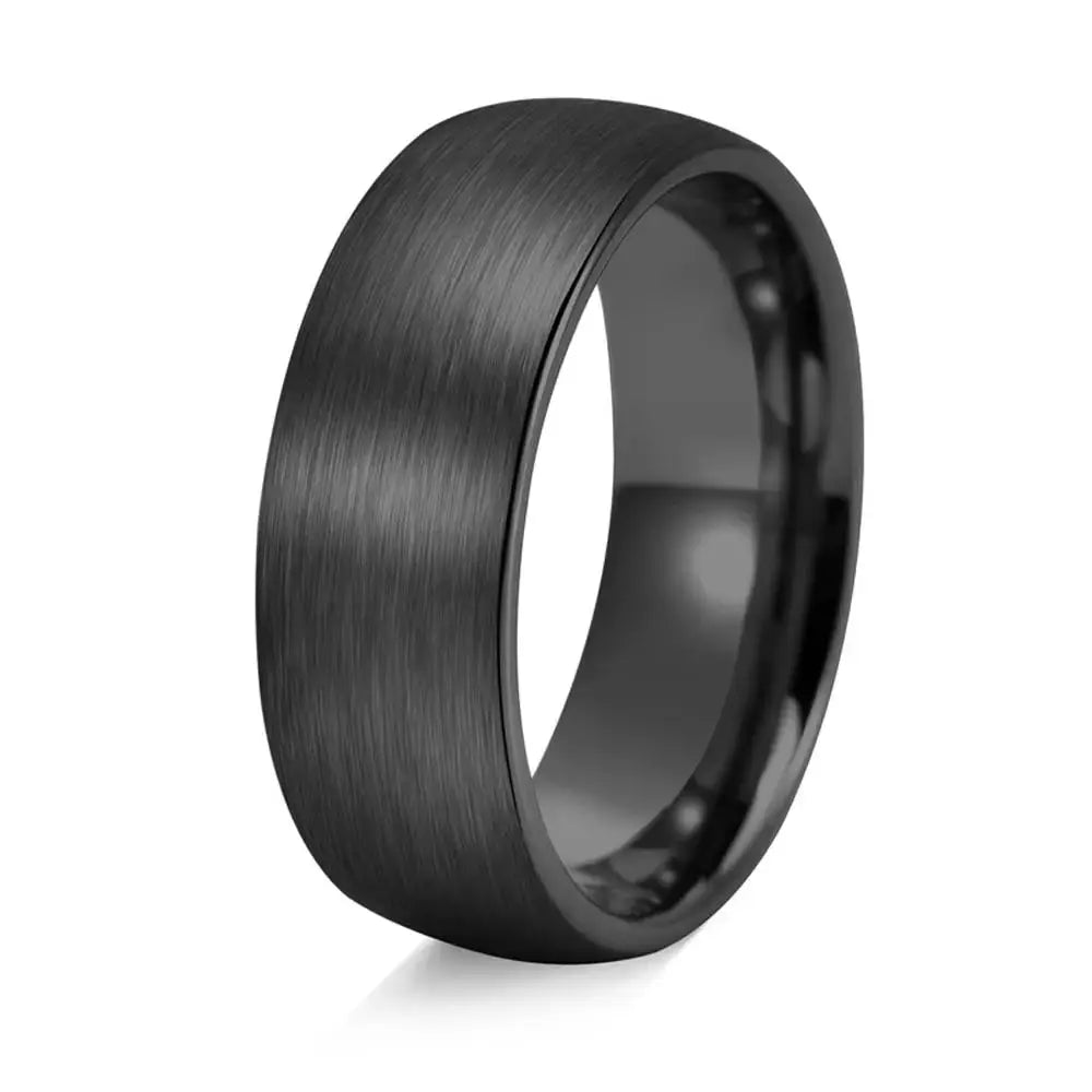 8mm Stainless Steel Black Matte Groove Ring Wholesale For Men Wedding Engagement Party Gift Anniversary Jewelry