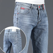 Mens Cotton Business Skinny Jeans Stretch Denim Blue Grey Trousers