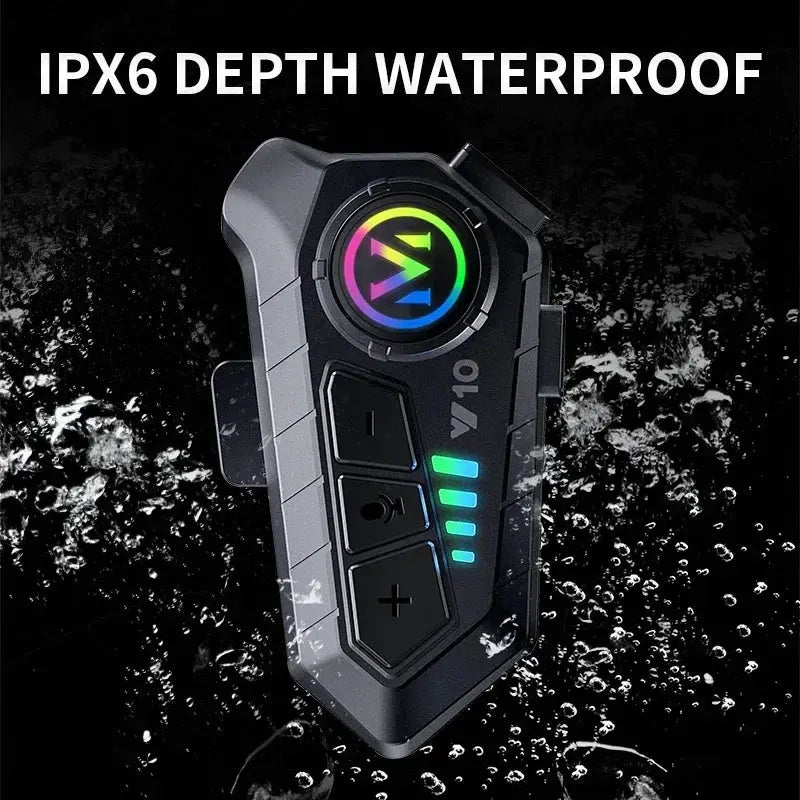 Y10 Motorcycle Bluetooth 5.3 Helmet Headset IPX6 Waterproof Colorful Lights Handsfree Edition