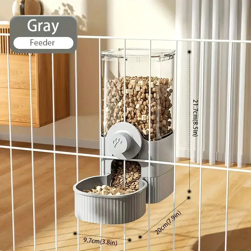 Simples Market gray gravity cat feeder and waterer set with kibble container and bottom bowl
