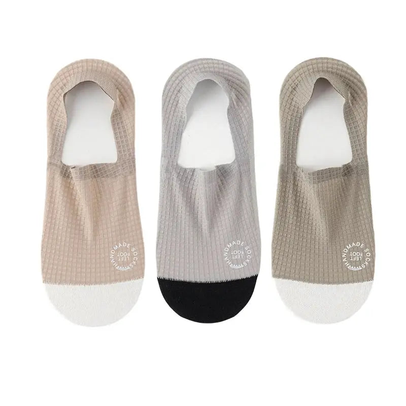 Mens Invisible Socks Thin Breathable Waffle Pattern Anti Friction Sweat Absorbing Casual Mesh Socks 3 Pairs