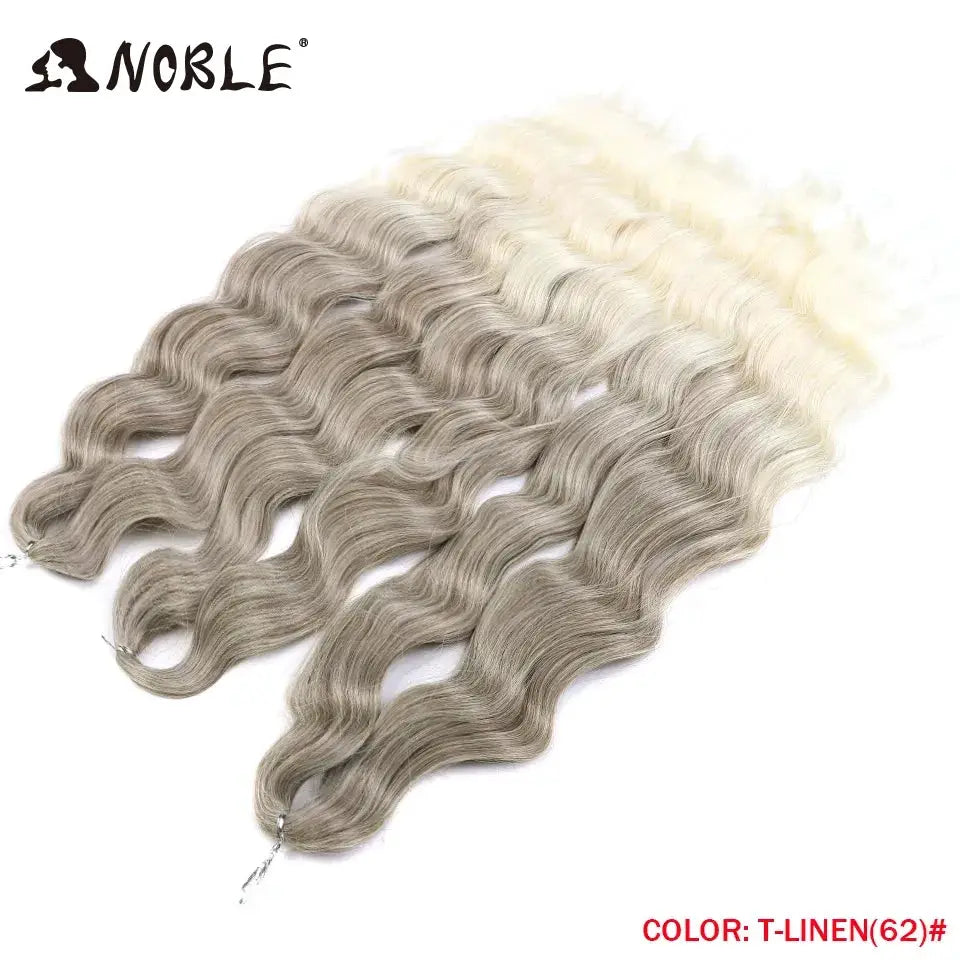 Noble Hair 24in synthetic loose deep wave braiding extensions, ombre blonde to gray, Simples Market