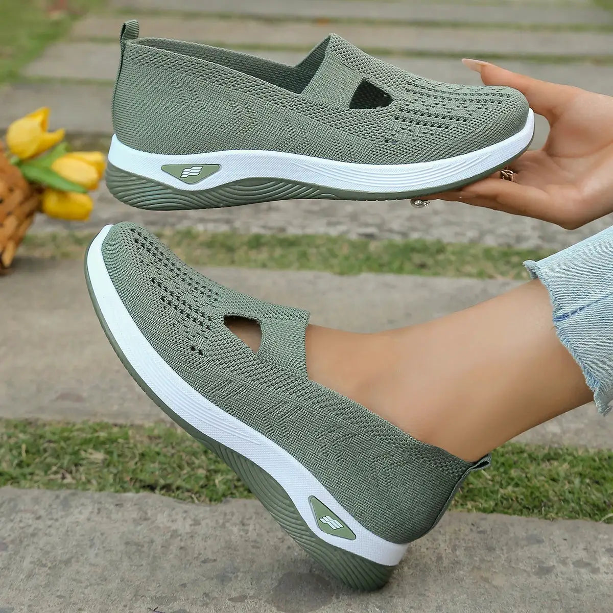 NovaStride Casual Slip On Womens Summer Shoes With Breathable Mesh Upper For All Day Comfort