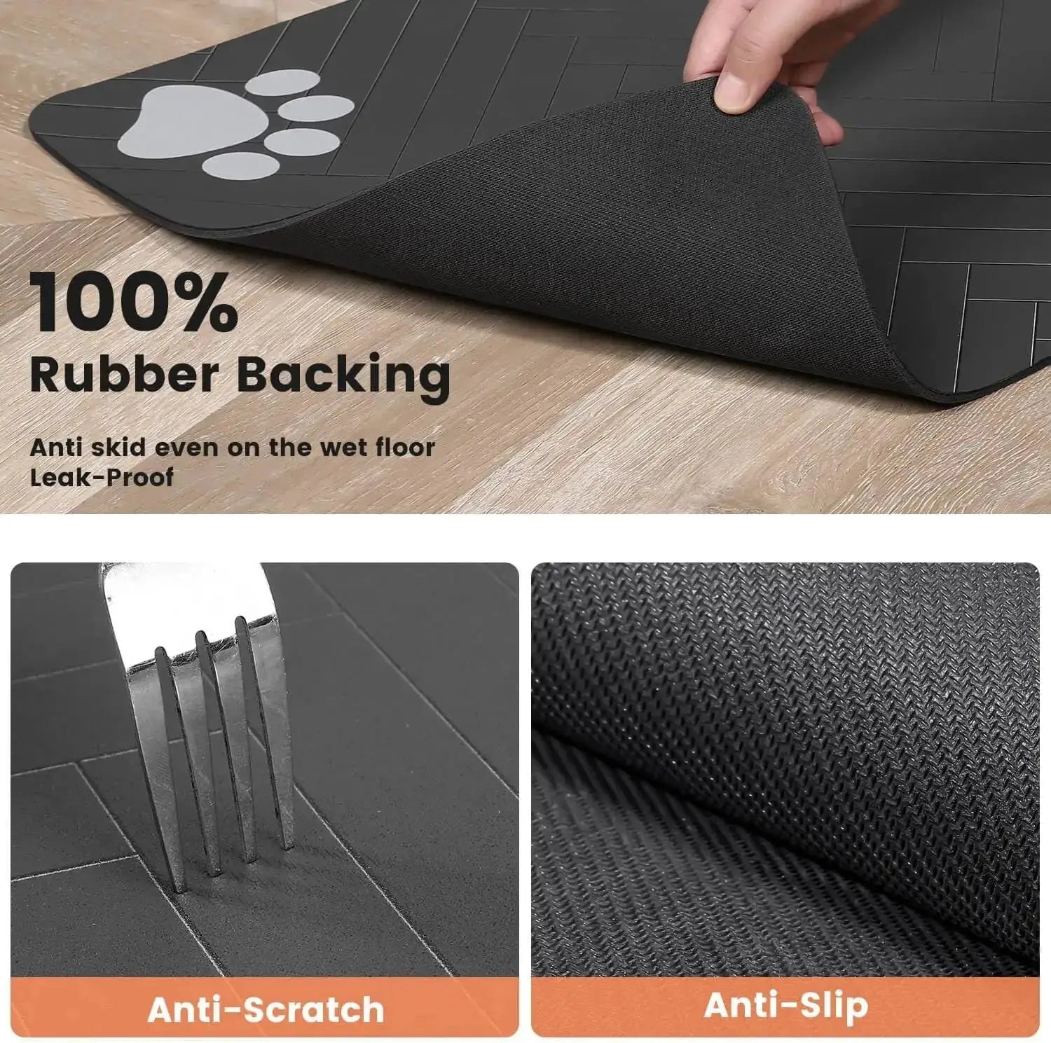 Absorbent Pet Feeding Mat With Waterproof Rubber Backing Non Slip For Dog And Cat Food And Water Bowls Quick Dry