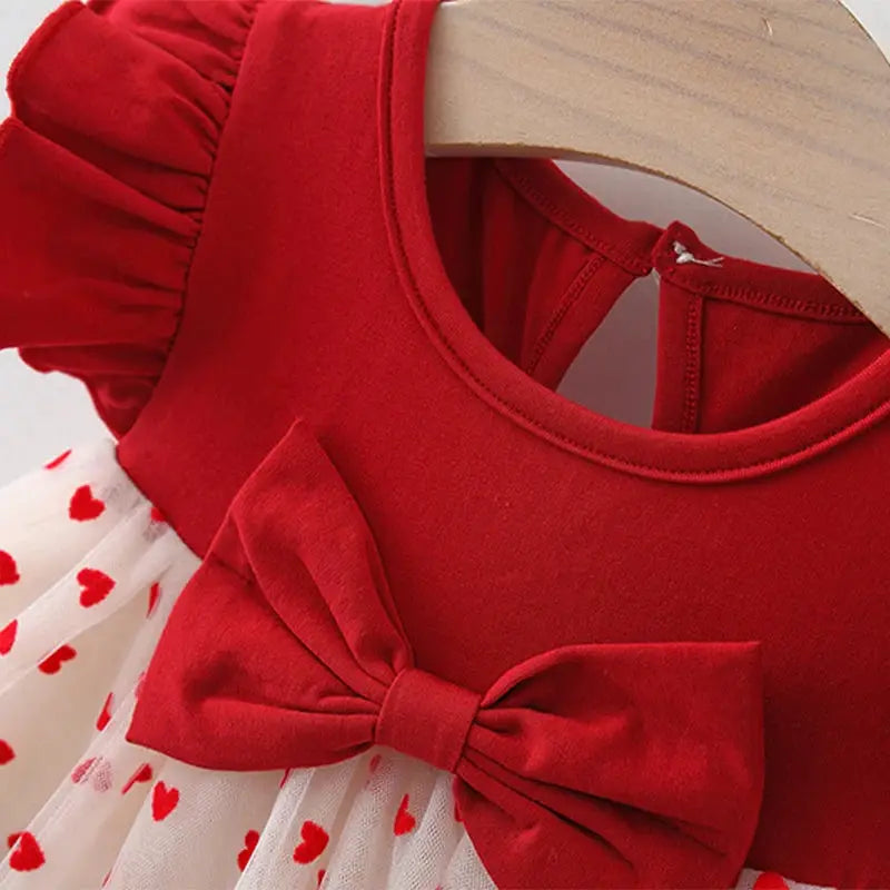 Summer Baby Girl Dress 0 To 3 Years Bow Flying Sleeves Princess Korean Edition Little Love Birthday Dress