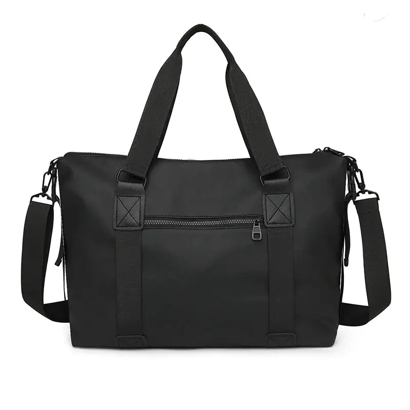 Black travel duffel bag, large-capacity Oxford cloth with detachable shoulder strap