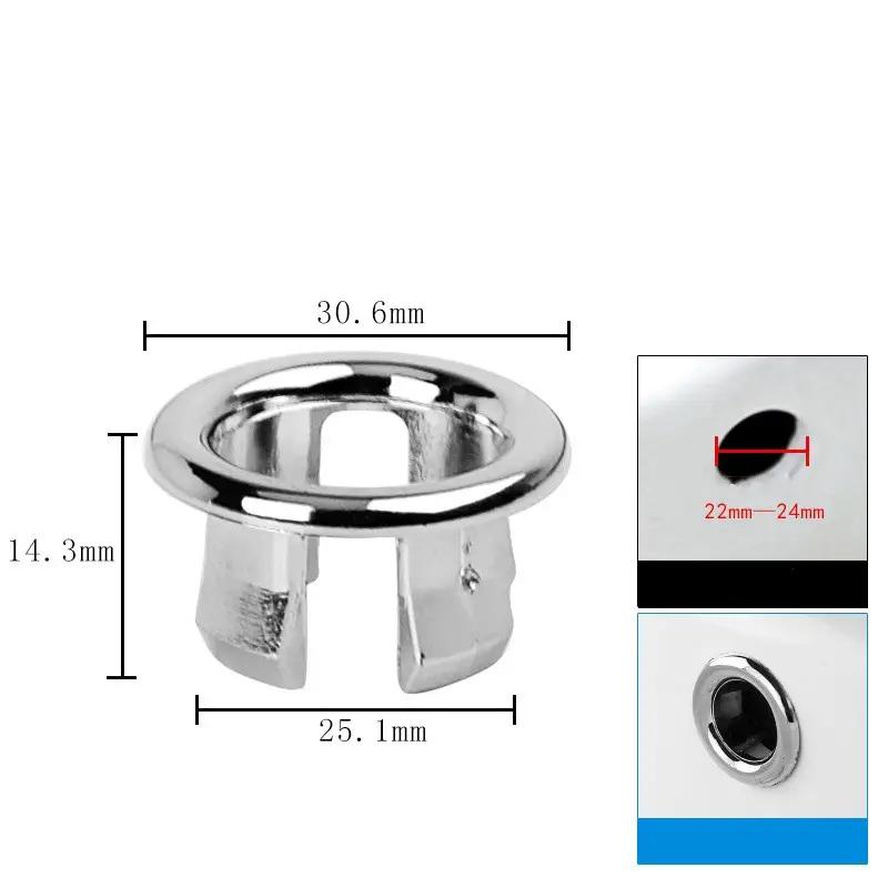 Simples Market 4-pack plastic sink overflow covers, round chrome finish plugs; fits 22–24 mm holes