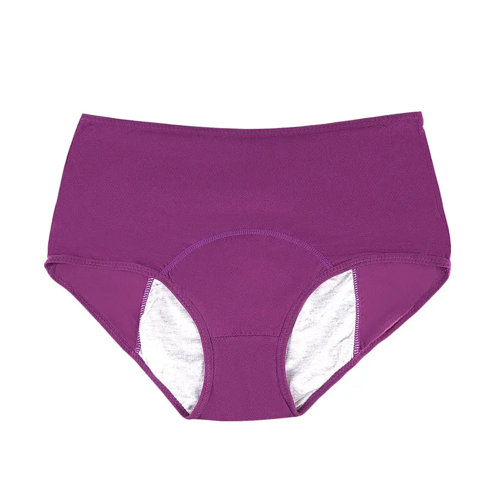 Purple high-waist menstrual panties with built-in leak-proof lining for discreet period protection by Simples Market