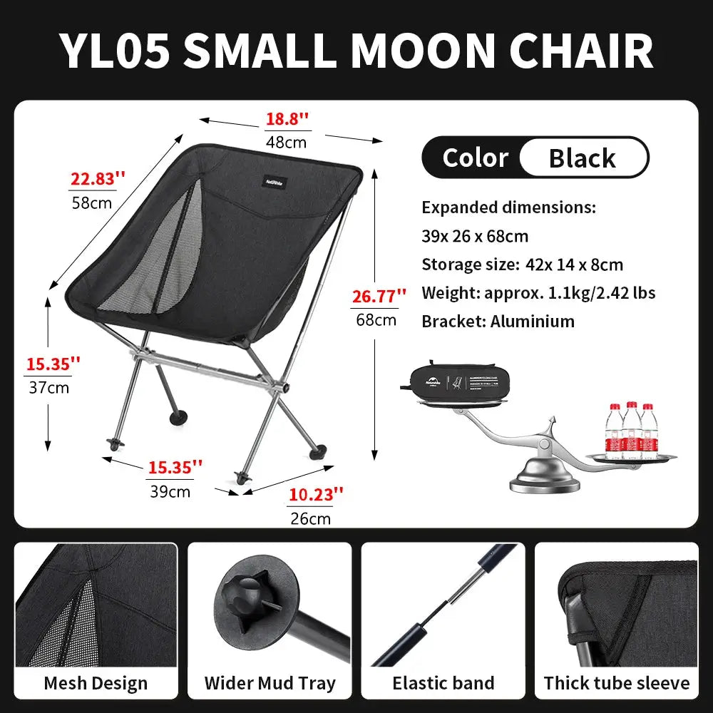 Naturehike 2024 Ultralight High Load Camping Chair Folding Outdoor Moon Chair for Garden Picnic Beach