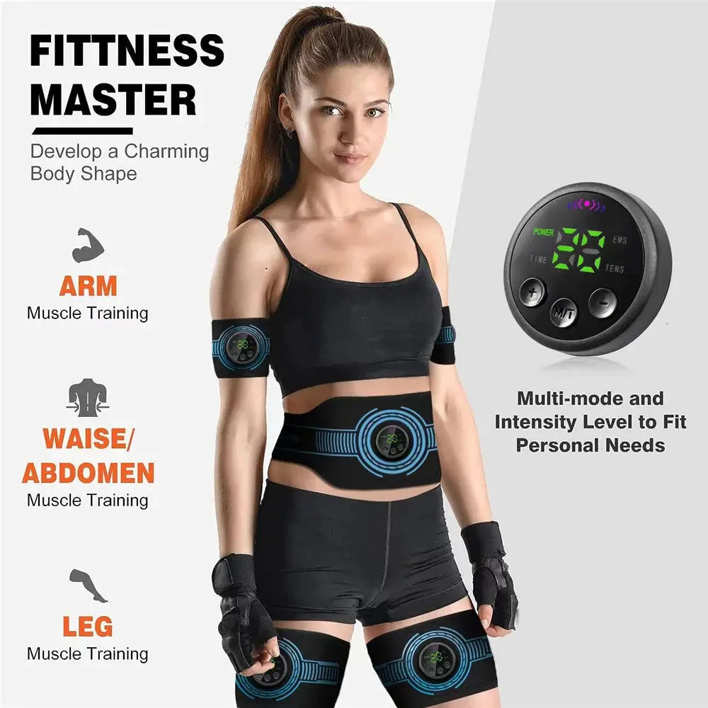 EMS Belt Massage Set by Simples Market; USB charging full-body muscle stimulation device with belt and control unit