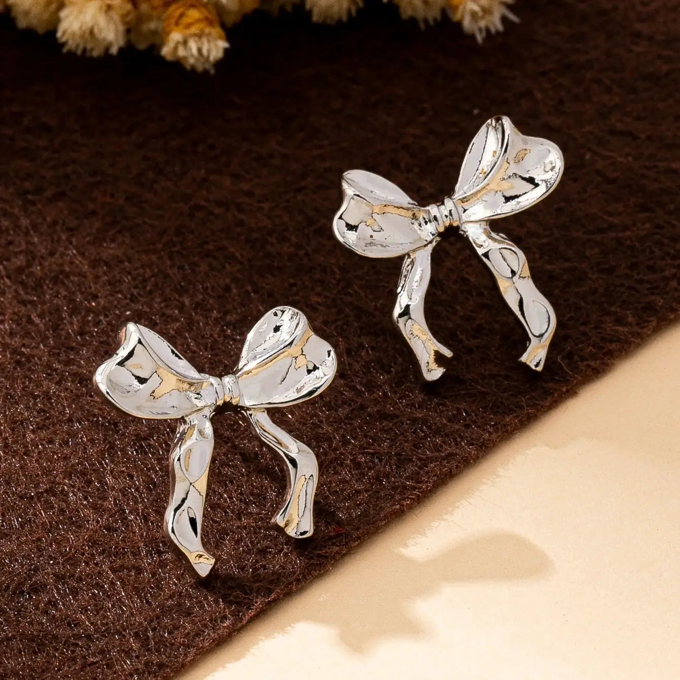 Pair Of Women Bowknot Stud Earrings Simple Fashionable Sweet Design For Daily Wear And Vacation Outfits