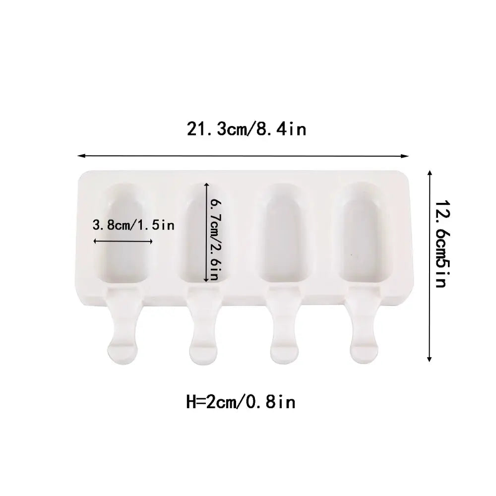 4 Cell Oval Silicone Ice Cream Mold For Popsicles DIY Ice Pop Maker And Cake Baking Tool