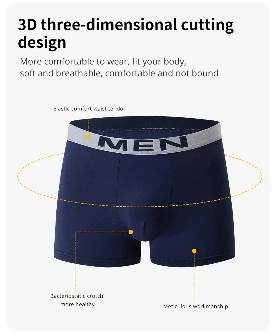 Men's boxer shorts, navy blue with gray elastic waistband