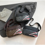 Creative Shark Mouth Crossbody Bag Bold Shark Mouth Print Large Capacity For Coins And Phone