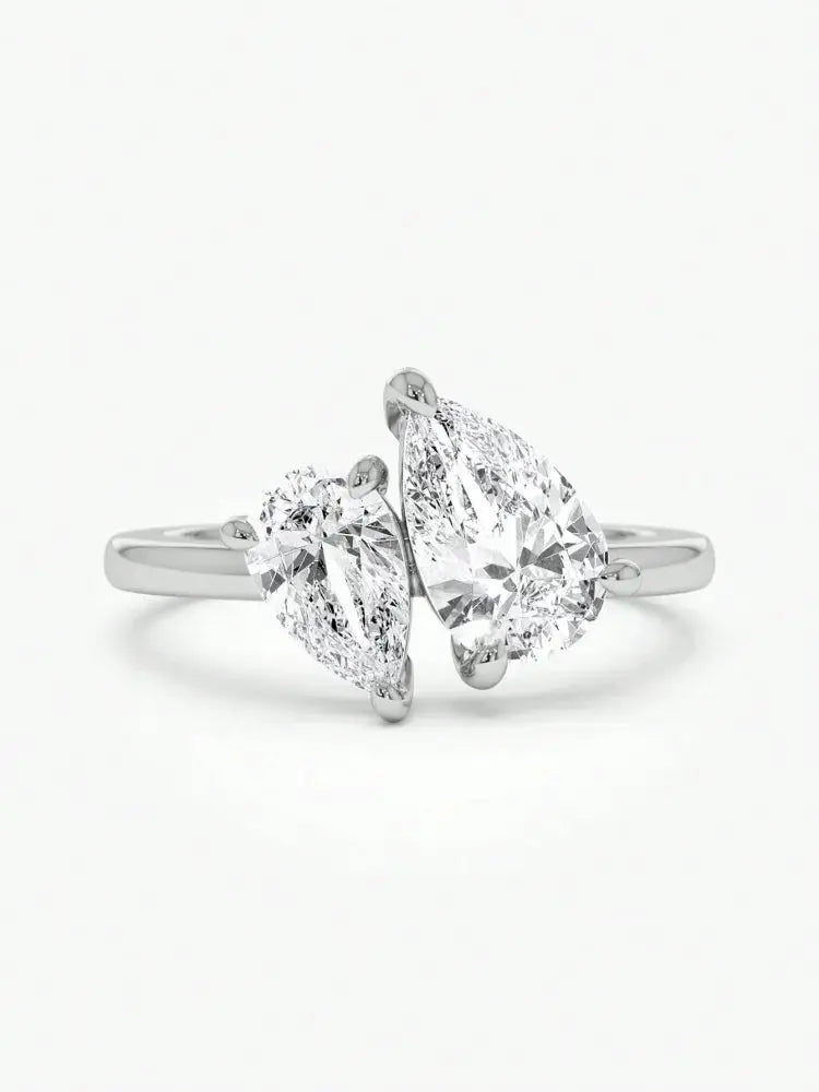 925 Sterling Silver Water Drop Interwoven Ring With Clear Pearl CZ For Women Gift Wedding Fine Jewelry