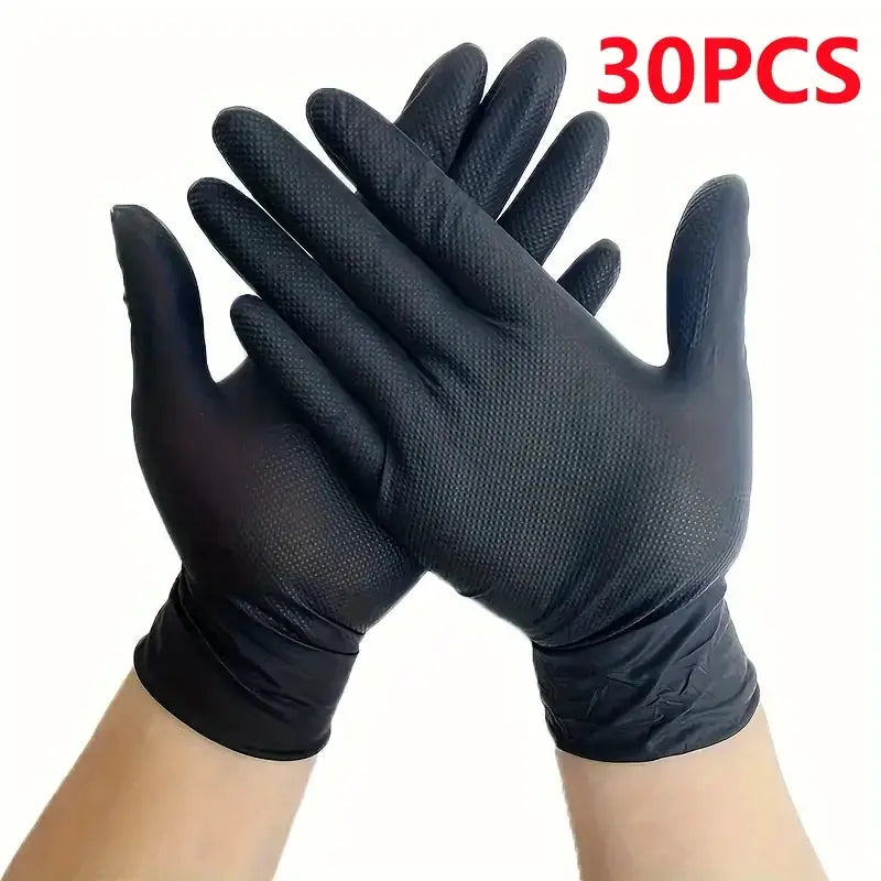 8 Mil Nitrile Gloves Thick Heavy Duty Industrial Disposable Diamond Textured Latex Free Ambidextrous For Mechanics