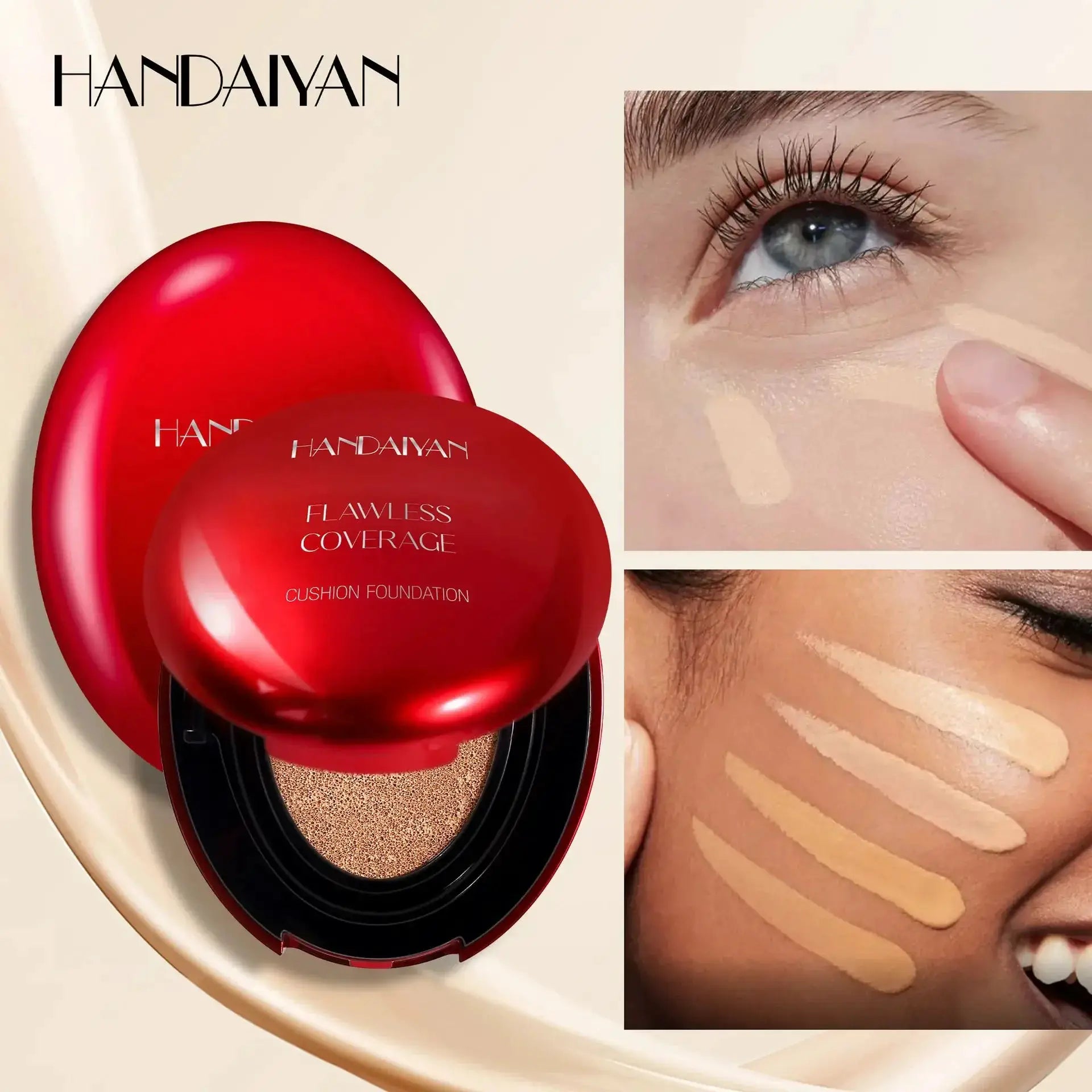 Korean Air Cushion Foundation Oil Control For Long Lasting Natural Finish Moisturizing Brightening Radiant Complexion