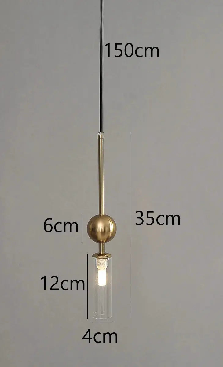 Nordic Light Luxury Pendant Light by Simples Market, gold and black iron hanging lamp with glass cylinder LED bulb