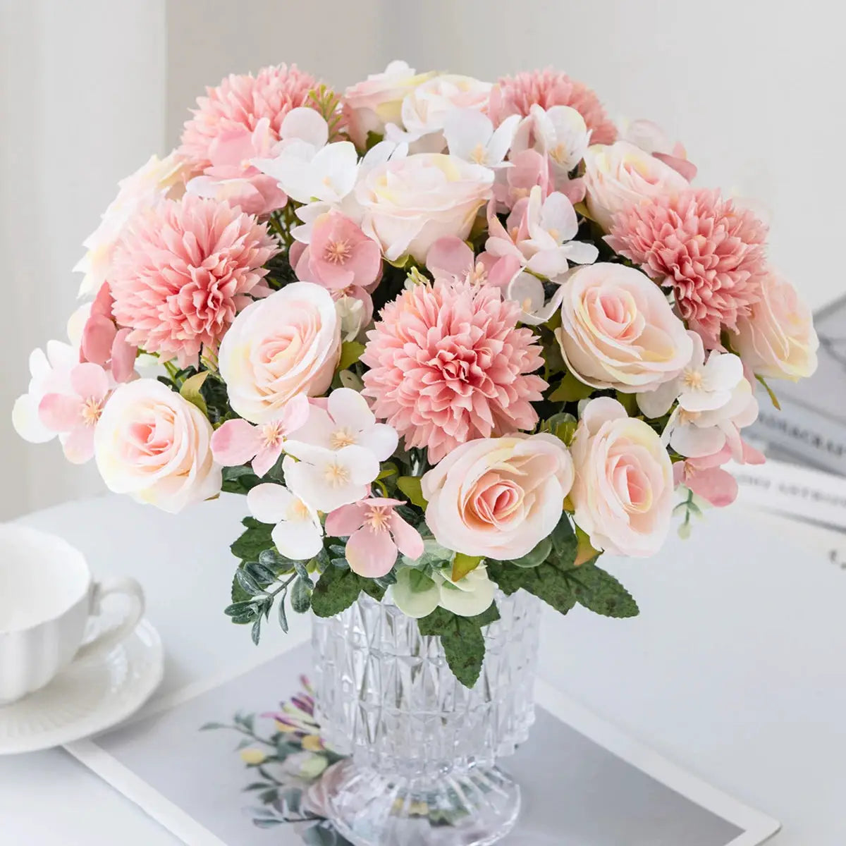 One Piece Silk Flower Bouquet Roses Peonies Hydrangeas Carnations For Home Decor Wedding Party