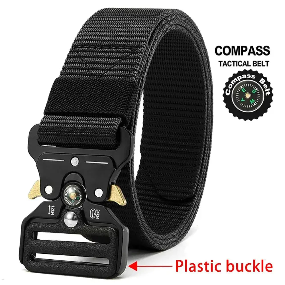 Unisex Outdoor Compass Belt With Integrated Compass Durable Canvas Nylon Belt For Sports Casual And Tactical Use
