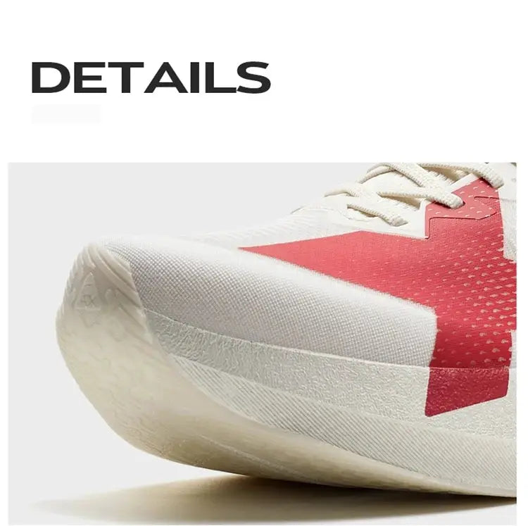 XTEP 2000km PRO men's running sneakers, white with pink side panel, cushioned lightweight stability shoe