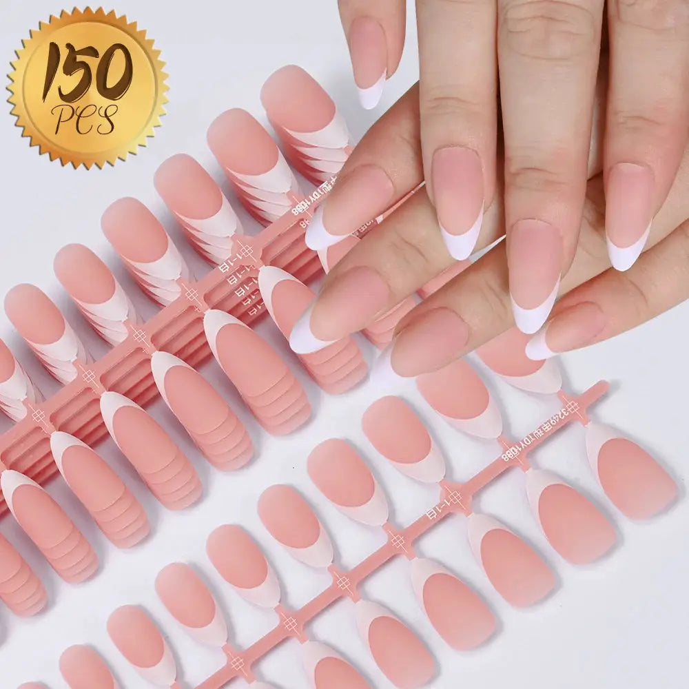 Nailuxe Light Pink Press On Nails Short To Medium Square Full Cover Tips 100 Piece Set For Hands And Feet