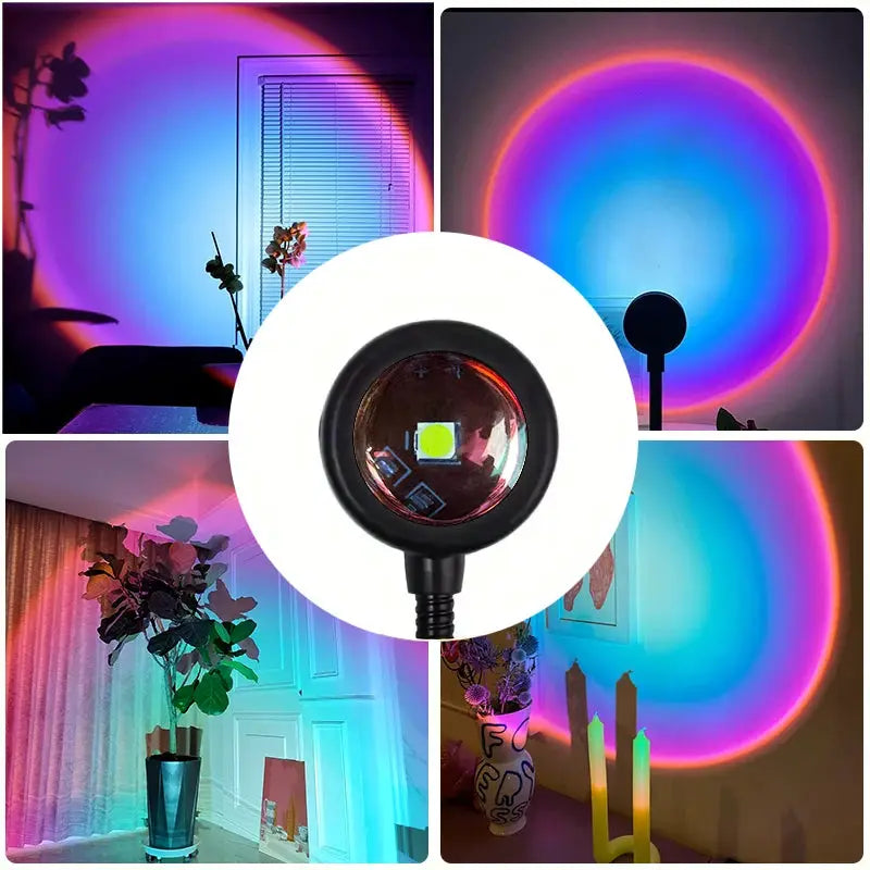 Rainbow Projection Lamp USB Powered Sunset Atmosphere Rotatable Angles
