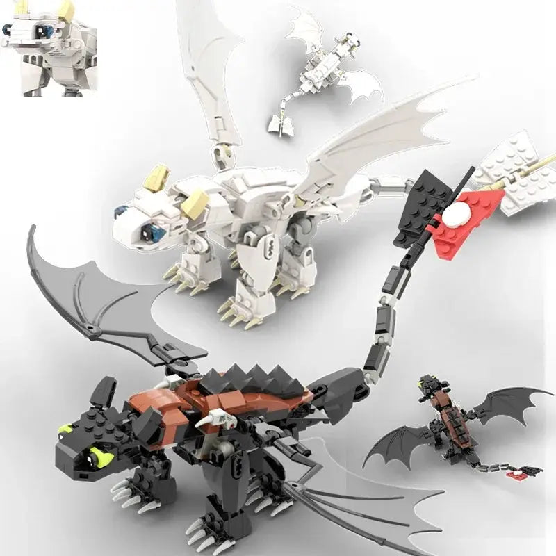 MOC Toothless Night Fury Dragon Building Blocks Set Movie Train Dragon Figure Bricks for Kids and Adult Hobbyists