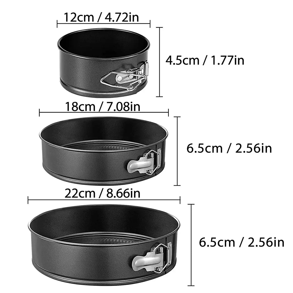 ChefCraft Springform Cake Pan Set Nonstick Round Bakeware With Removable Bottom Carbon Steel