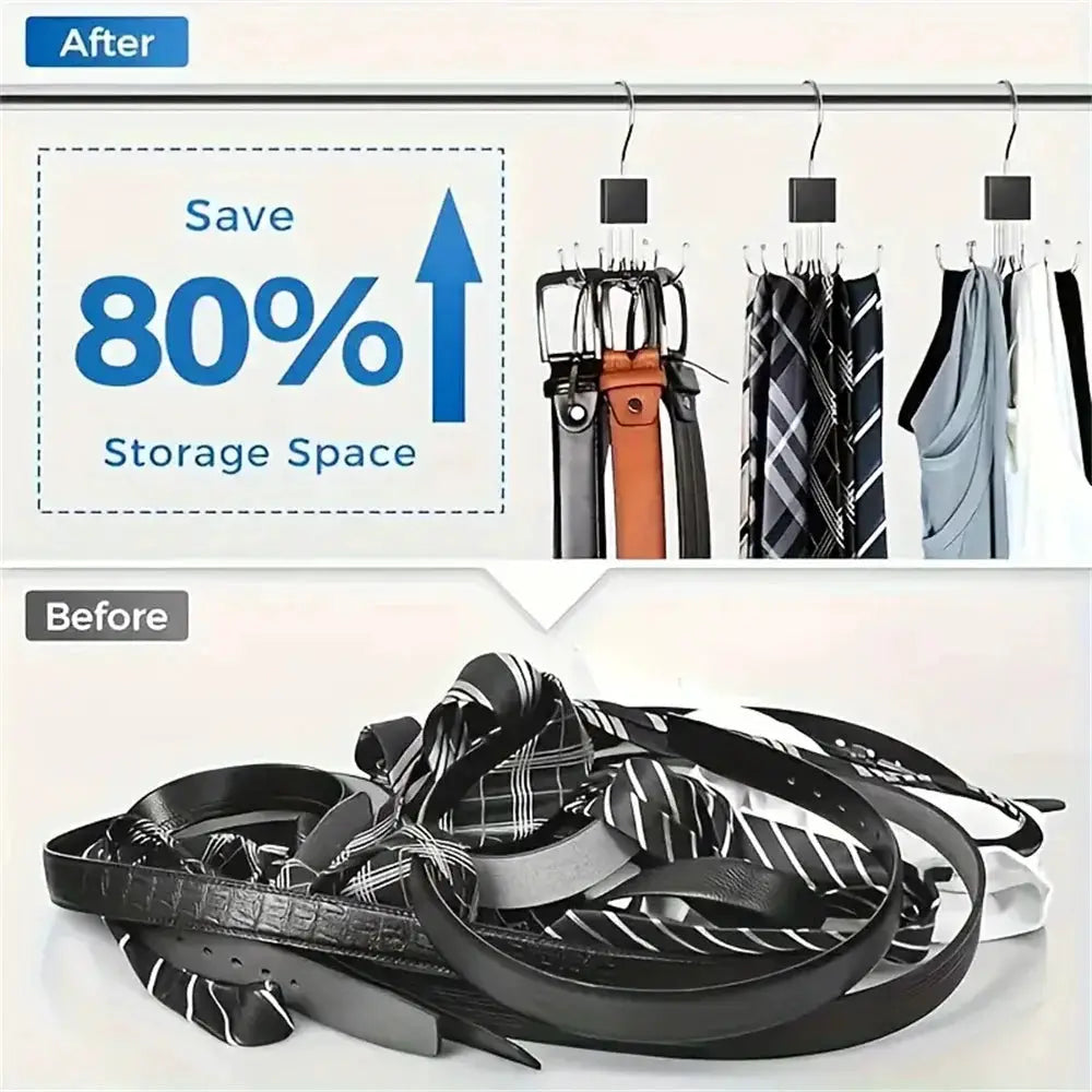 360 Degree Rotating Hanger Hook Claw Organizer For Belts And Ties