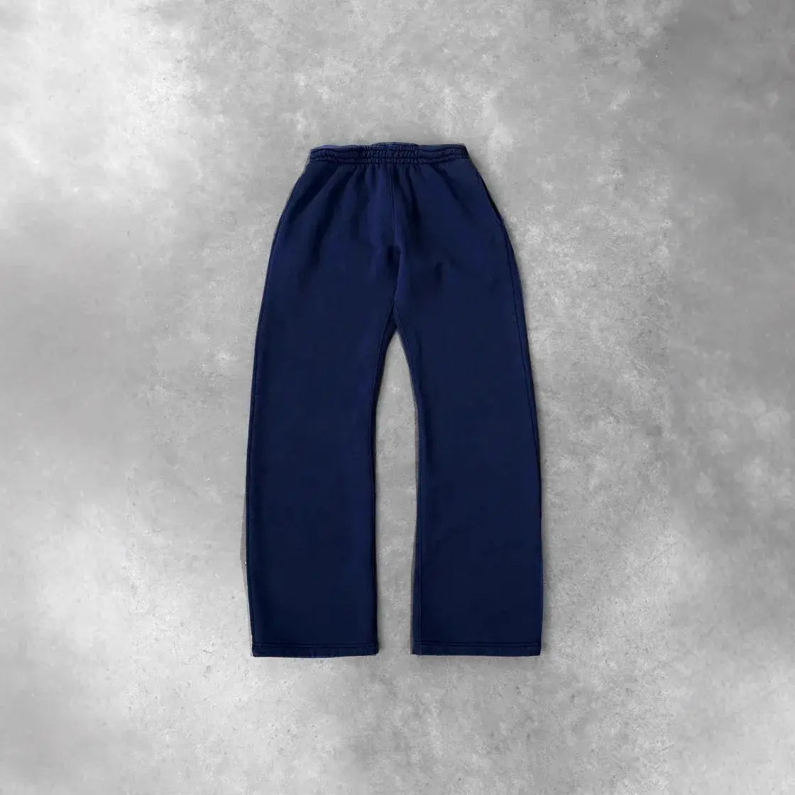 Men's navy blue straight-leg sweatpants with elastic waistband and big pockets